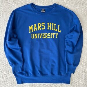 Vintage Y2K Mars Hill University Blue Crewneck Sweatshirt Pullover MV Sport XL